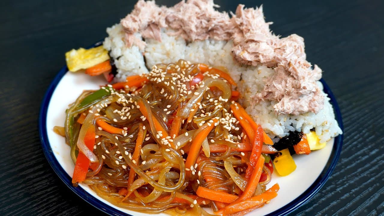 참치 누드김밥과 초간단 잡채