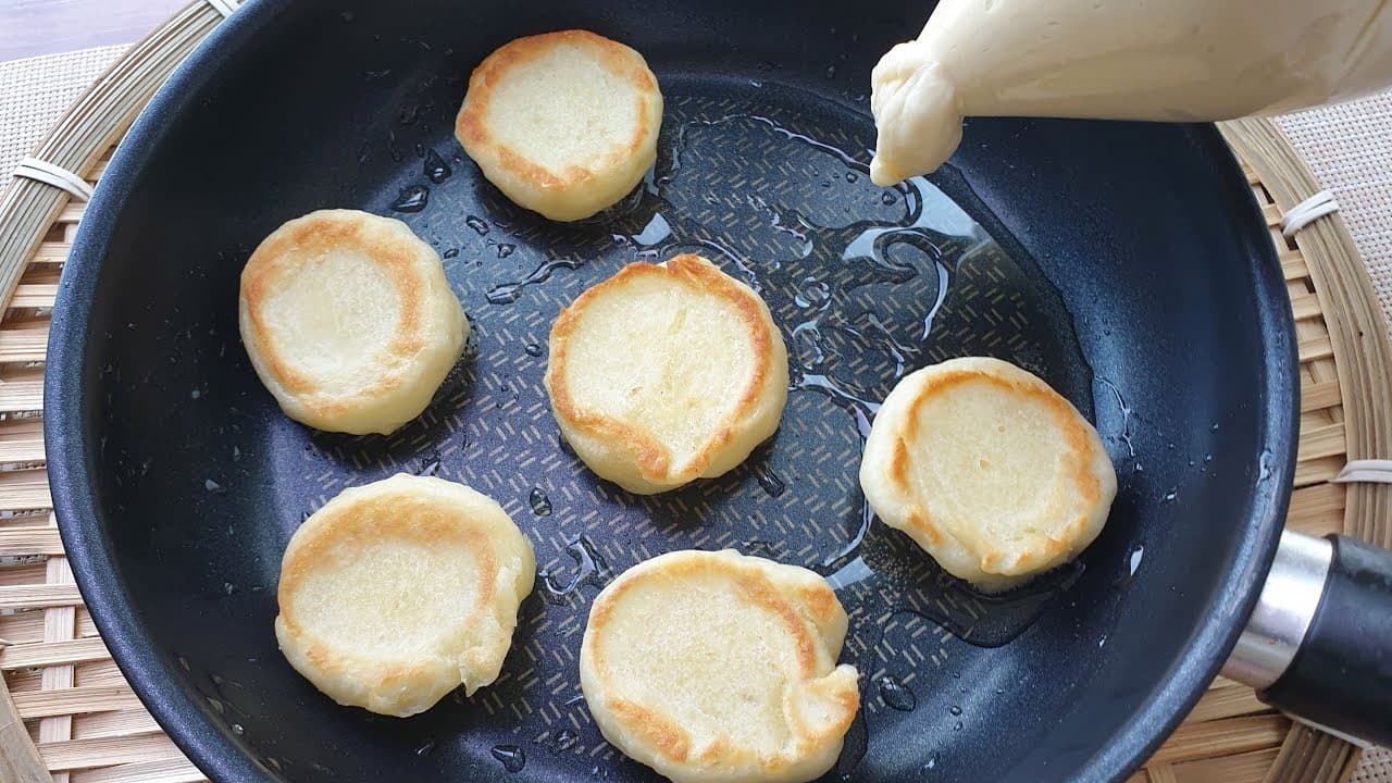 손 안 대는 프라이팬 우유빵