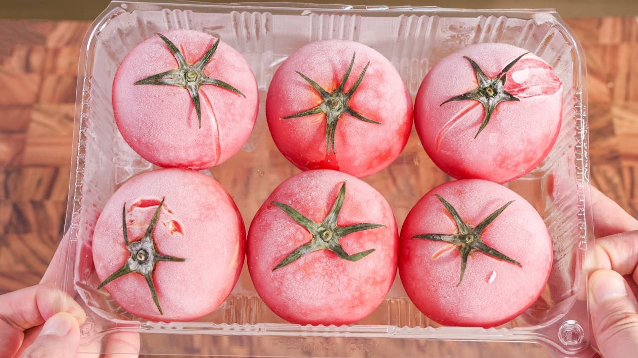 얼린 토마토 슬러시와 유자 샐러드