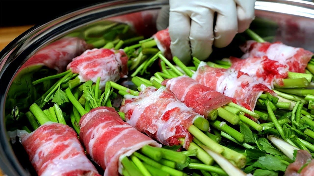 미나리 삼겹살말이 찜