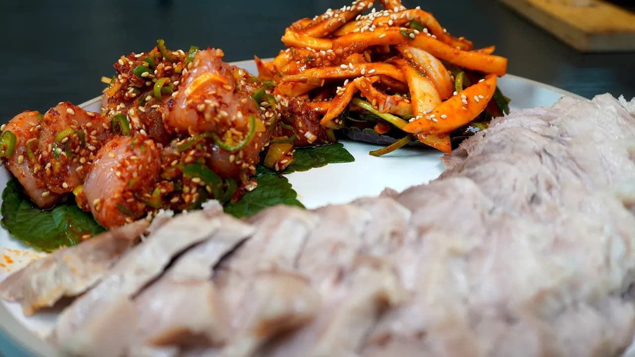 명란 오징어 초무침 보쌈