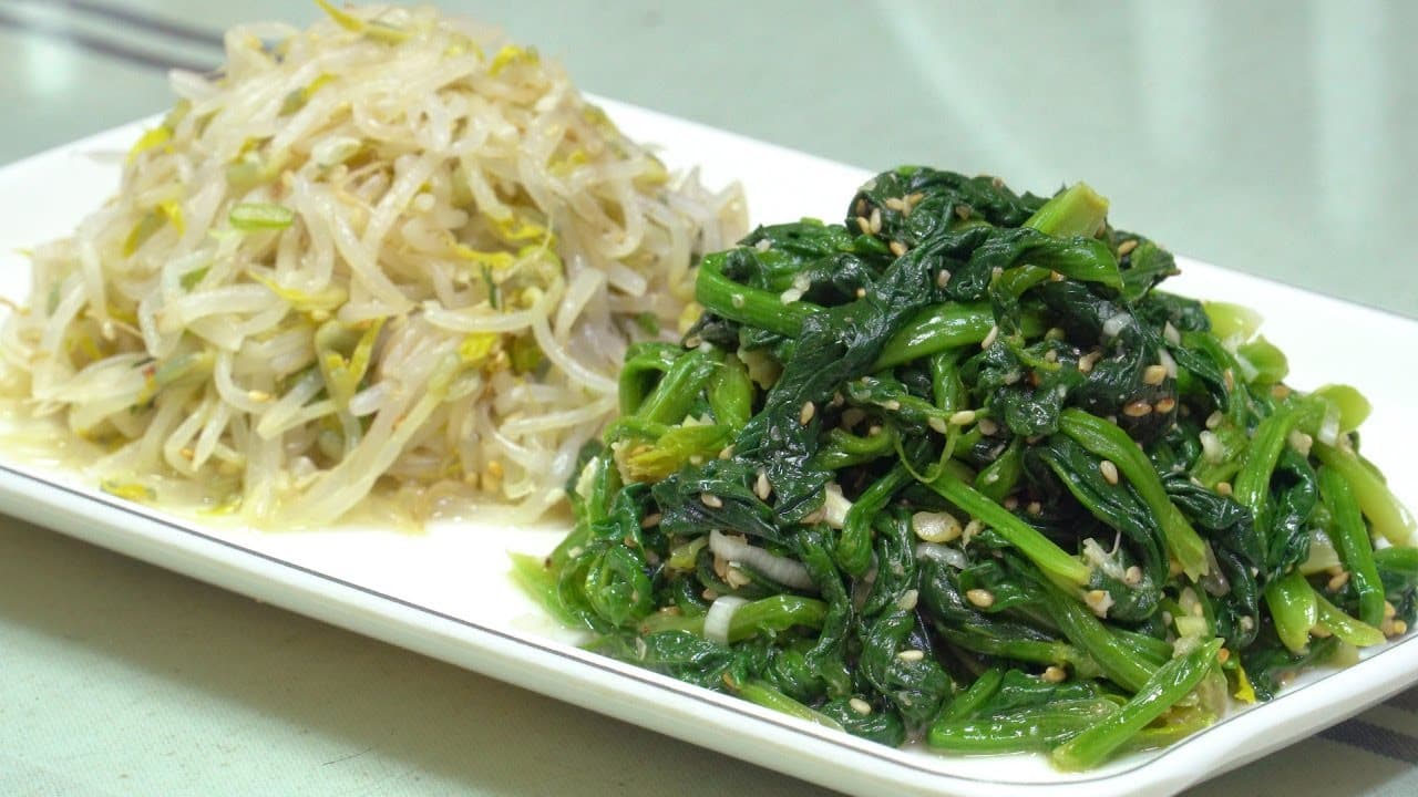 숙주나물과 시금치나물