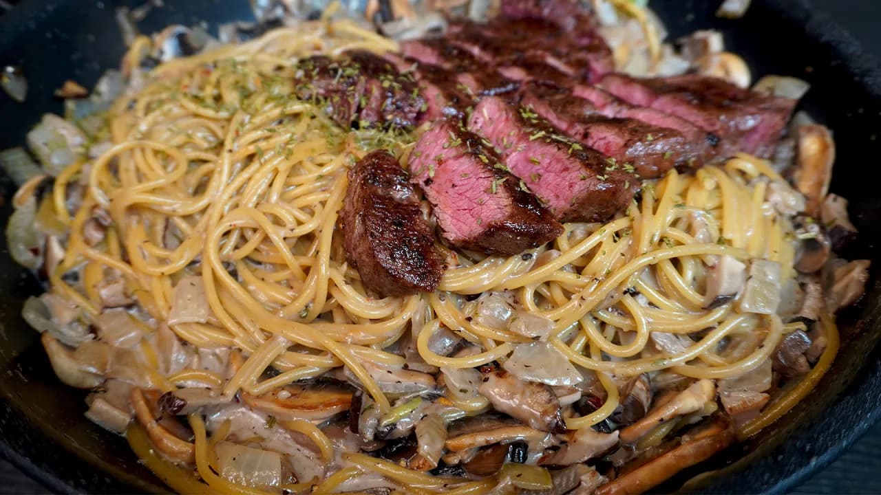 원팬 스테이크 크림 파스타